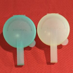 Tupperware Teal and Light Yellow Lids
